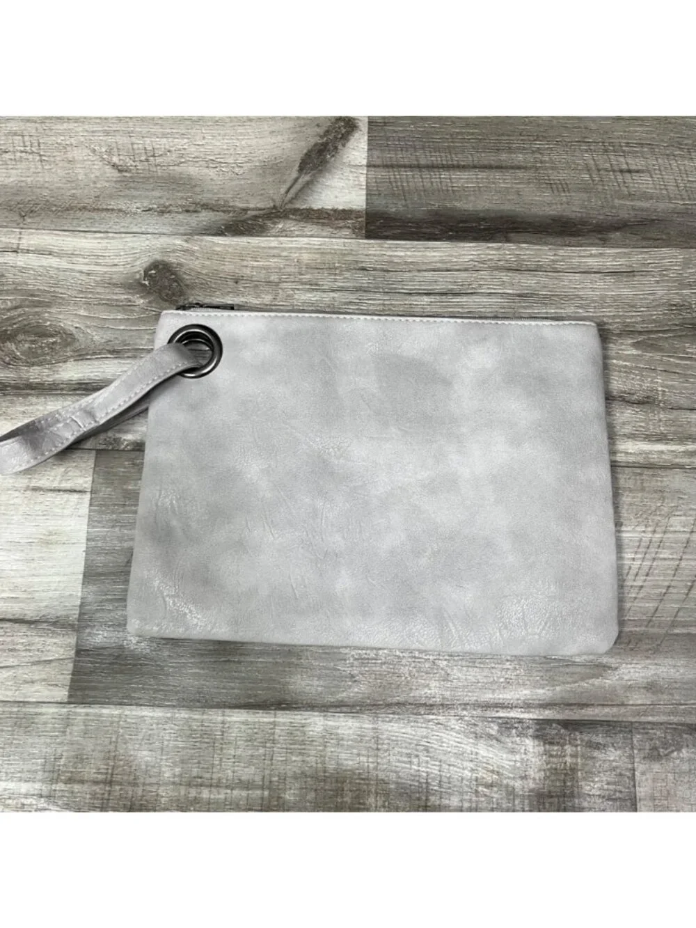 CC-US Oversized Envelope Clutch Handbag Soft Leather Grey Size 12” x 9”